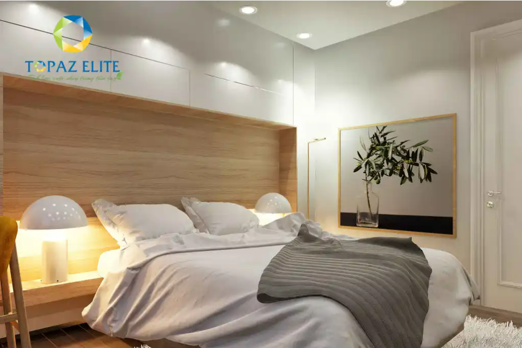 Chi tiết trang trí ấn tượng trong phòng ngủ lớn.