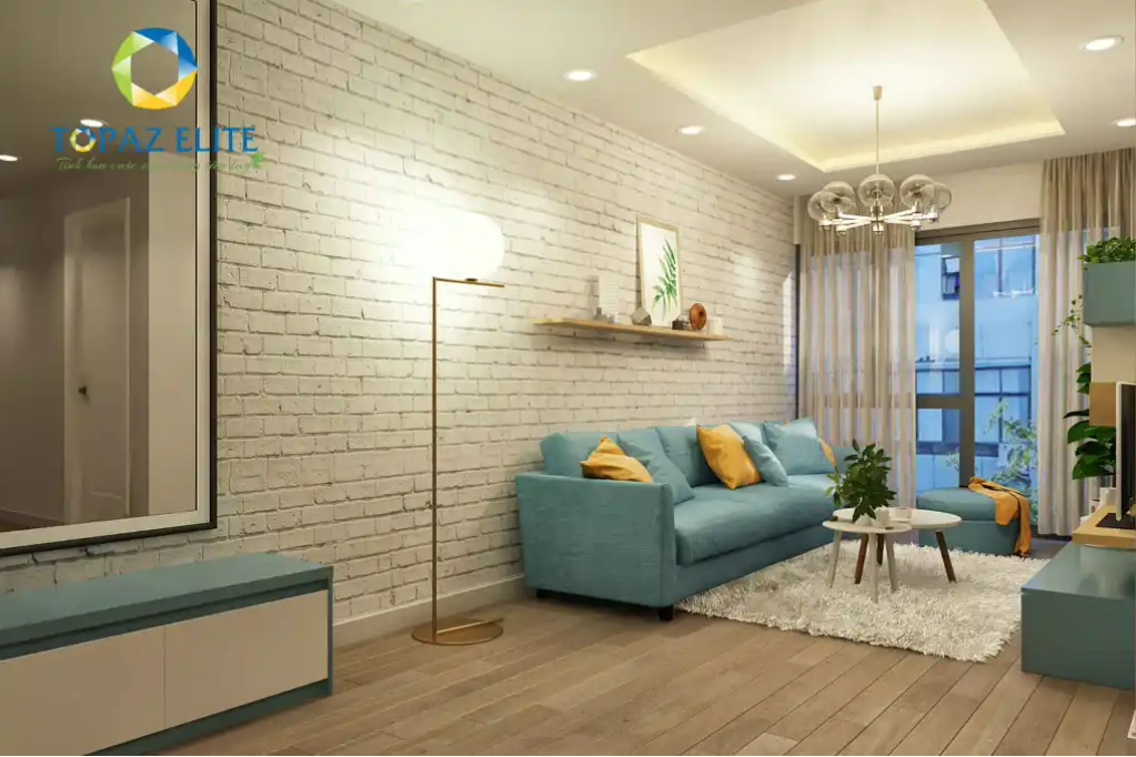 Trang trí tường gạch thô mộc tạo cảm giác thân thiện, gần gũi.