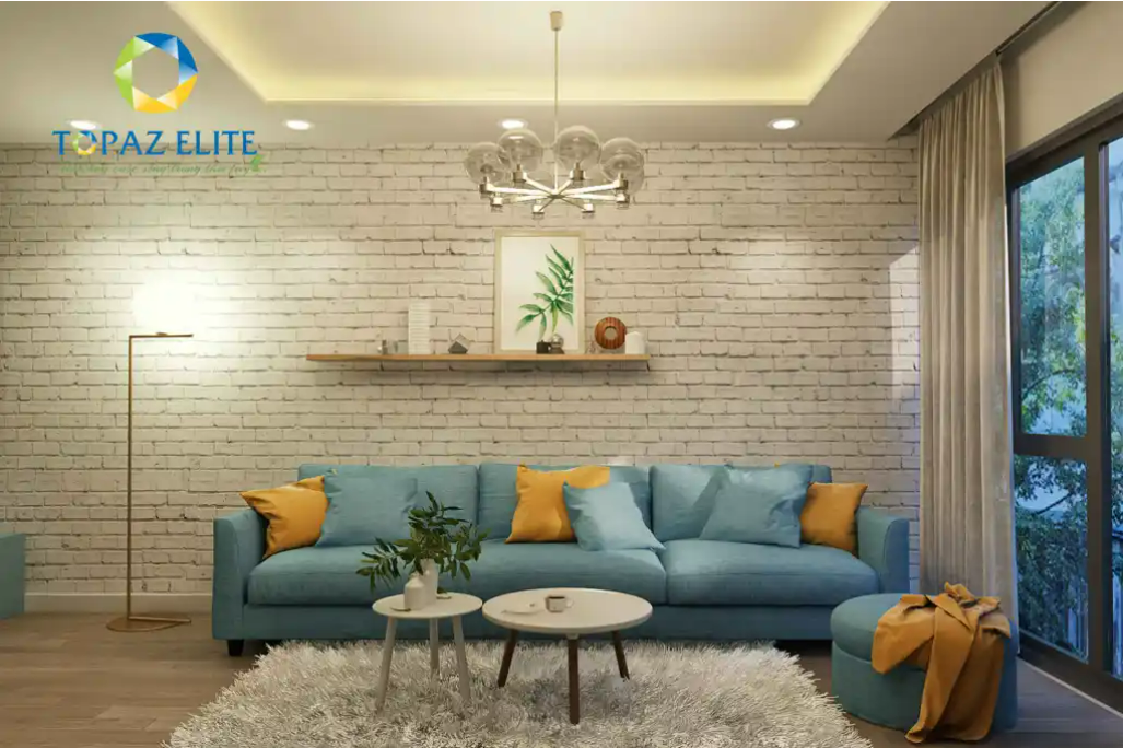 Phòng khách nhà mẫu Topaz Elite với bộ ghế sofa màu xanh nhẹ nhàng, dịu mắt. Phòng khách nhà mẫu Topaz Elite với bộ ghế sofa màu xanh nhẹ nhàng, dịu mắt.