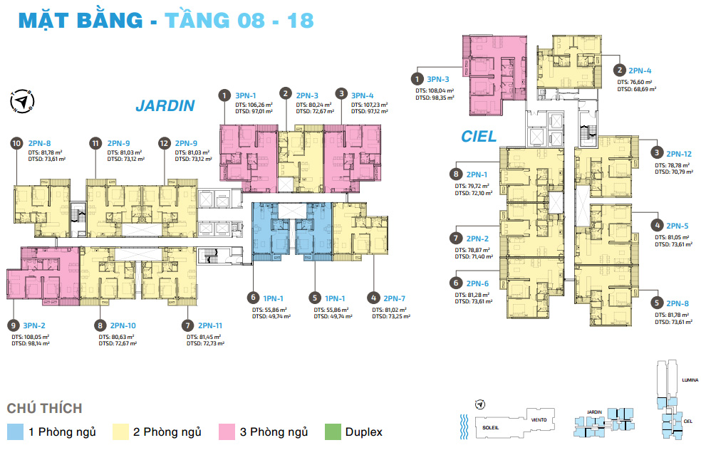 Mặt bằng One Verandah tầng 8 - 18