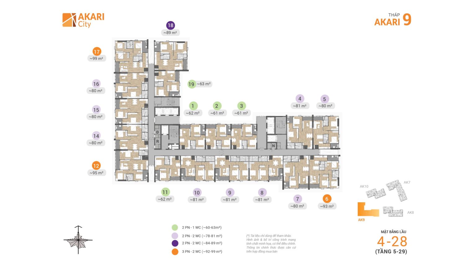 Mặt bằng Akari City giai đoạn 2: Akari 9