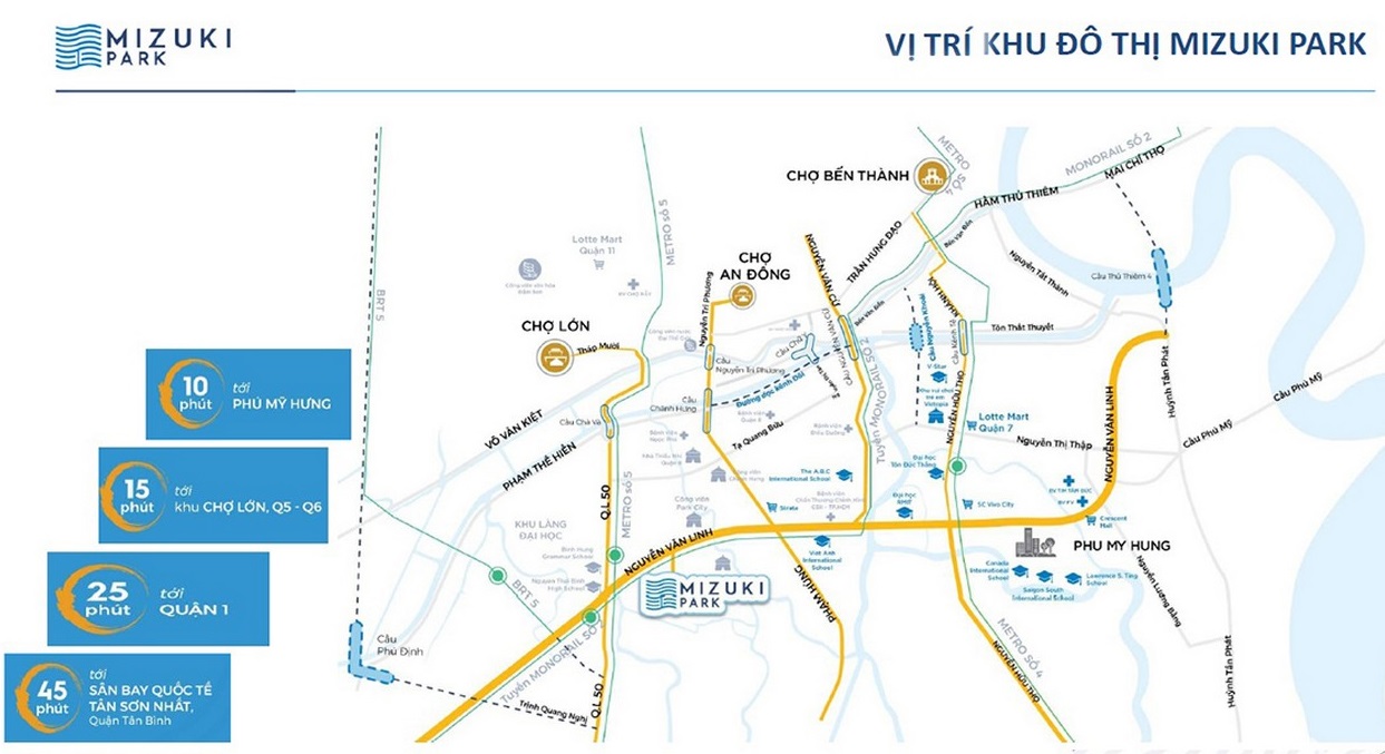 Vị trí dự án Mizuki Park kết nối giao thông, hạ tầng thuận tiện.
