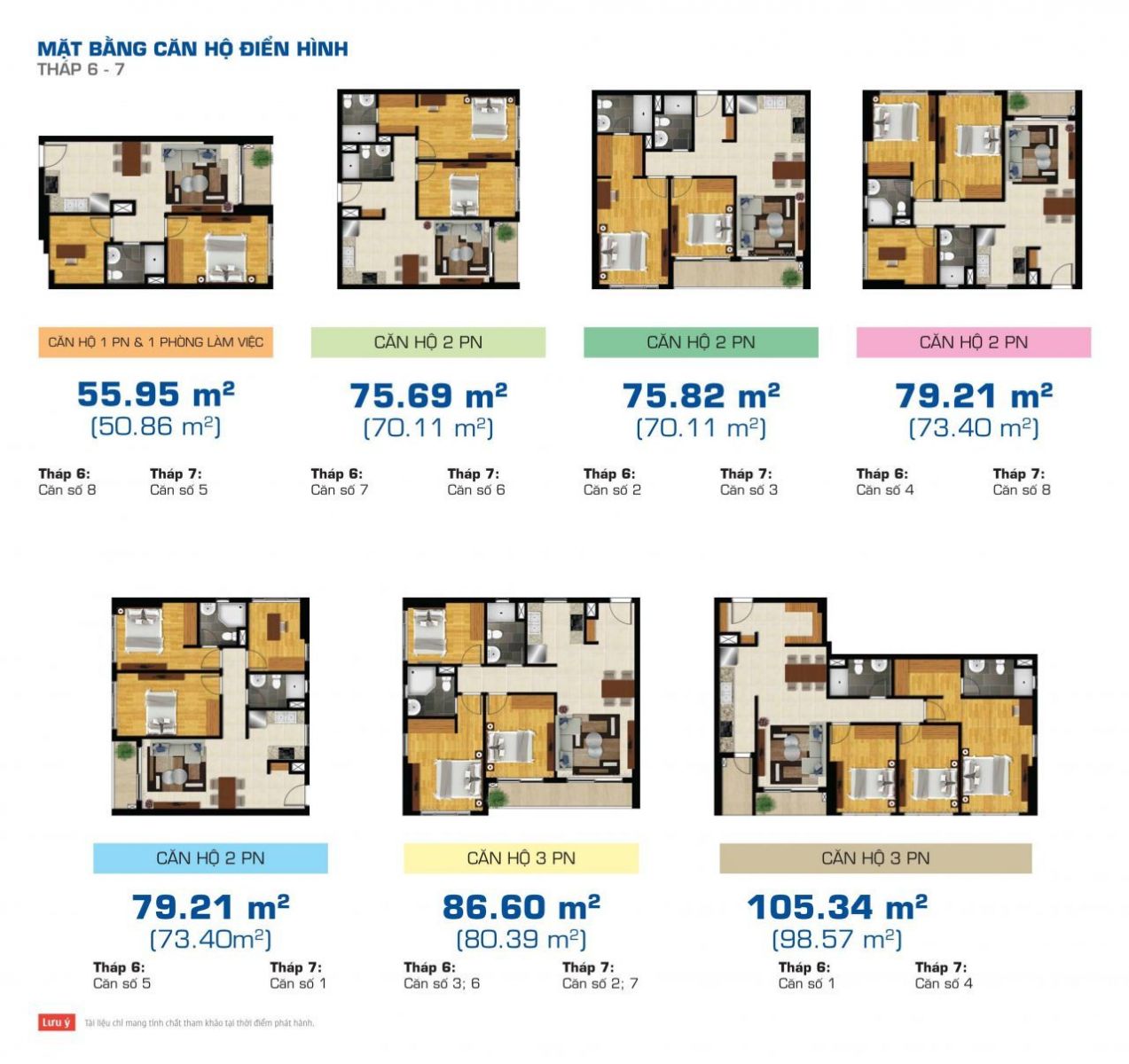 Mặt bằng căn hộ the Sun Avenue chi tiết tháp 6, tháp 7