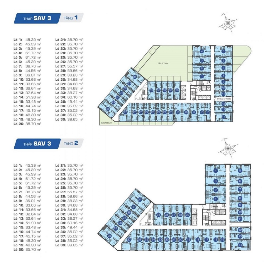 Mặt bằng Officetel tại The Sun Avenue th&aacute;p 3
