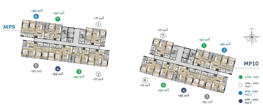 Mặt bằng Mizuki Park tòa MP9, MP10