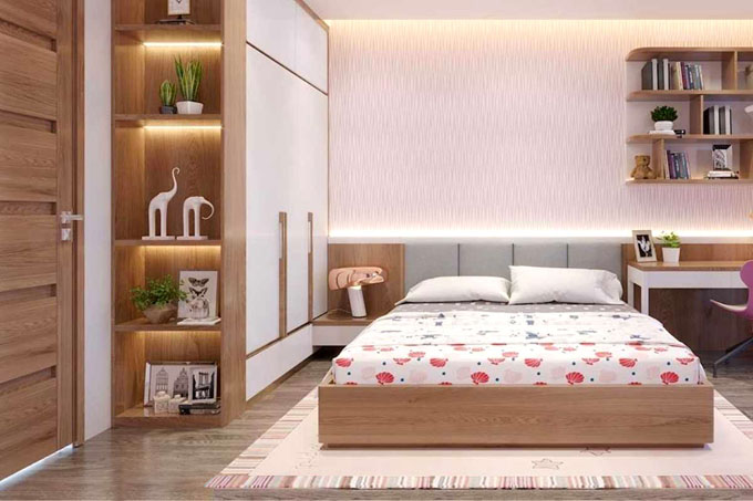 Kh&ocirc;ng gian ph&ograve;ng ngủ con g&aacute;i lớn - Nh&agrave; biệt thự hiện đại 2 tầng 110m2