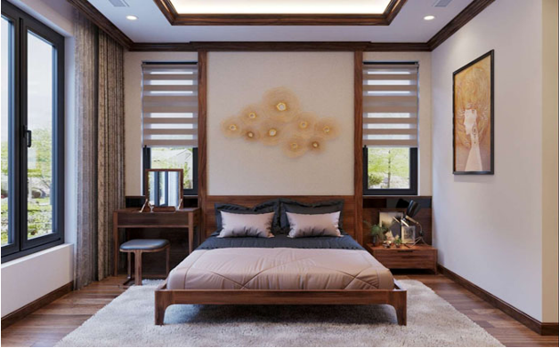 Kh&ocirc;ng gian ph&ograve;ng ngủ &ocirc;ng b&agrave; - Nh&agrave; biệt thự hiện đại 2 tầng 110m2