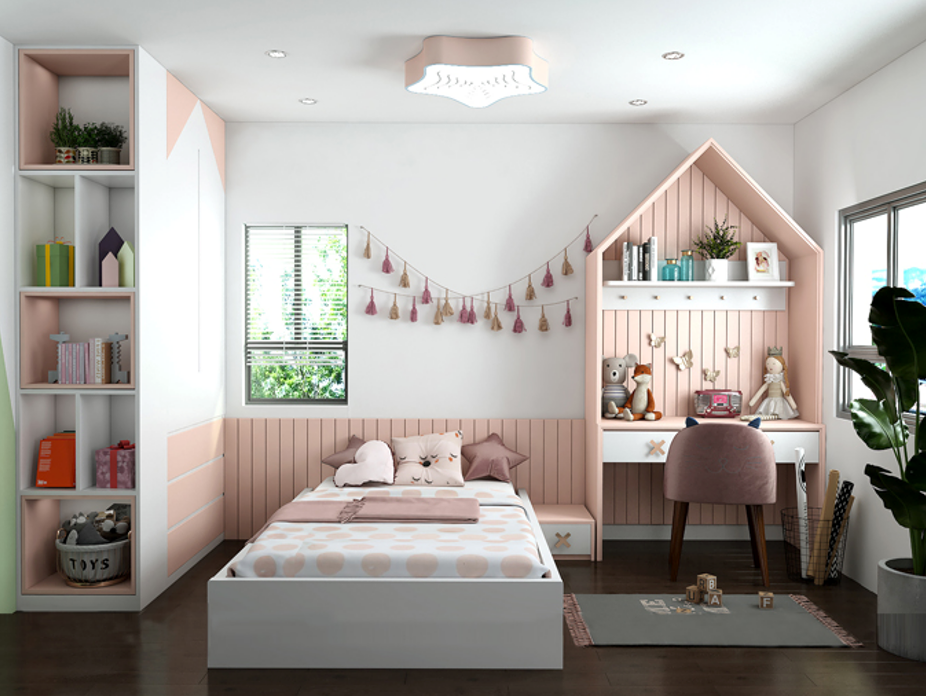 Kh&ocirc;ng gian ph&ograve;ng ngủ con mẫu nh&agrave; ống hiện đại 4 tầng 4x12m