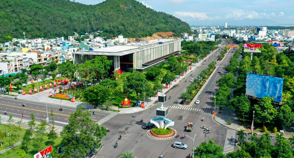 Một góc huyện Vân Canh, tỉnh Bình Định nhìn từ trên cao