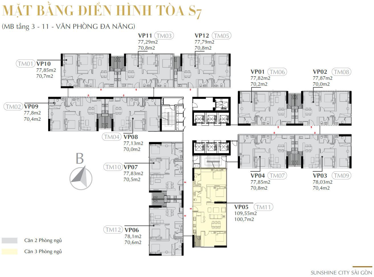 Mặt bằng tầng điển hình tầng 3 - 11