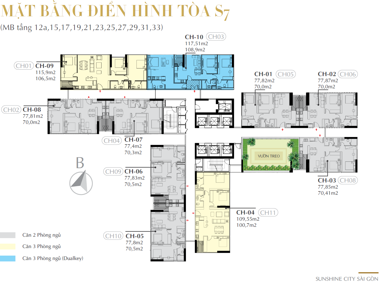 Mặt bằng tầng điển hình tầng 12A, 15, 17, 19, 21, 23, 25, 27, 29, 31, 33 tòa S7