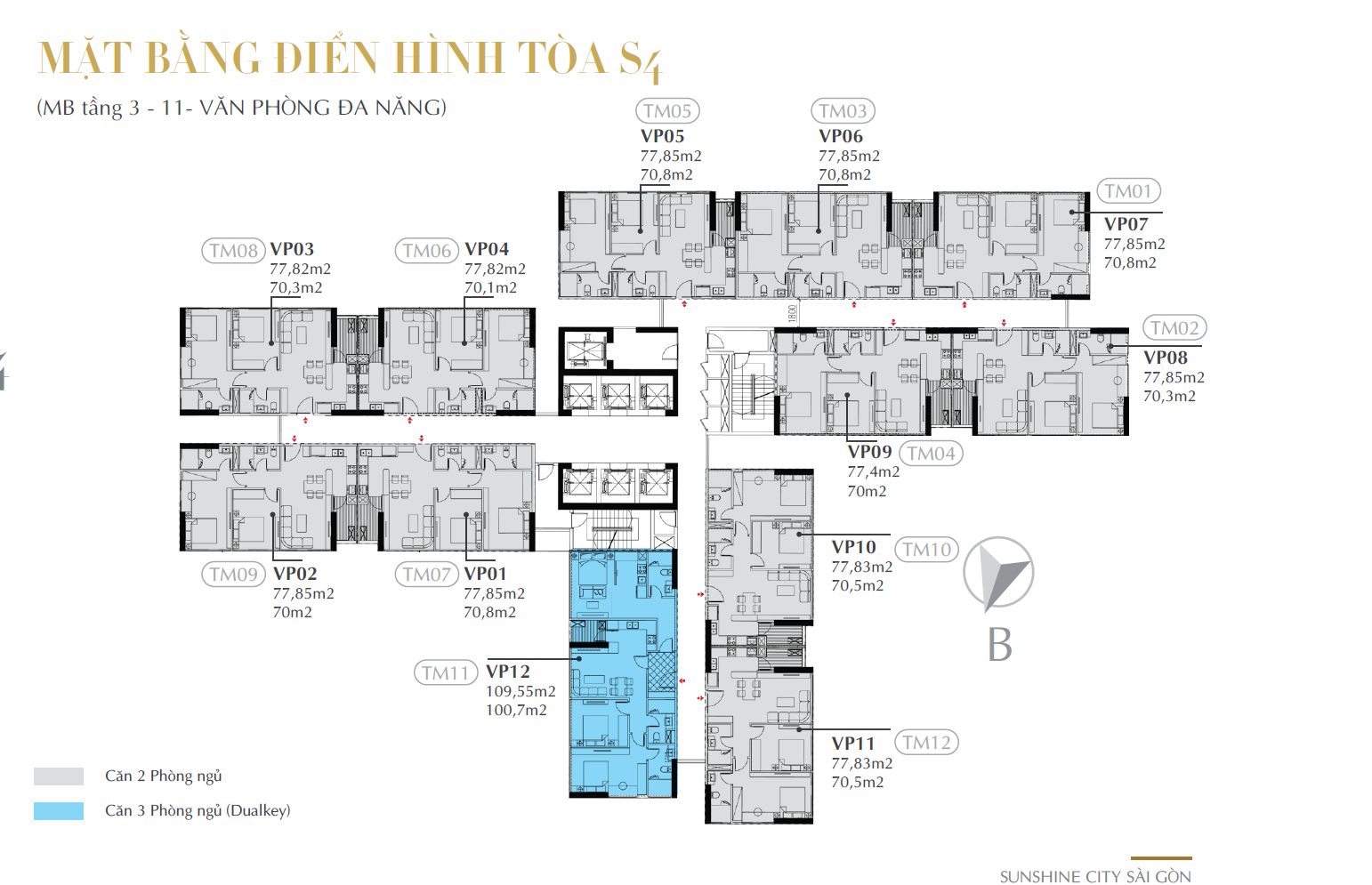 Mặt bằng tầng điển hình tầng 3 - 11