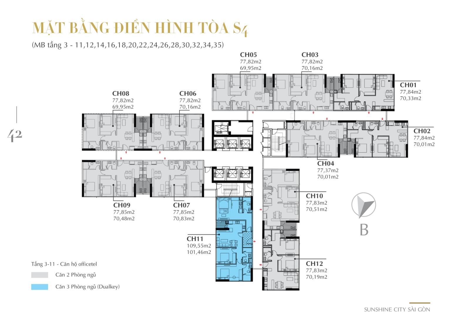 Mặt bằng tầng căn hộ điển hình tòa S4