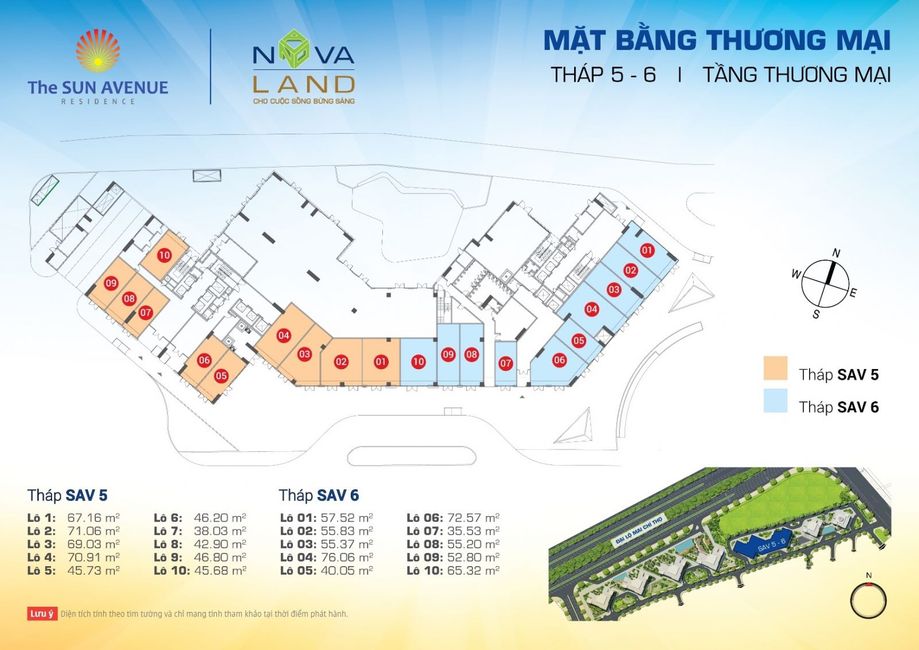 Mặt bằng Shophouse tầng trệt tháp SAV5 - SAV6