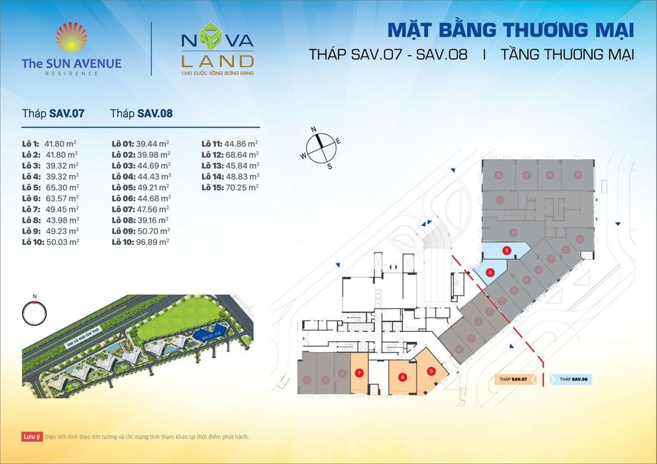 Mặt bằng Shophouse tầng trệt tháp SAV7 - SAV8
