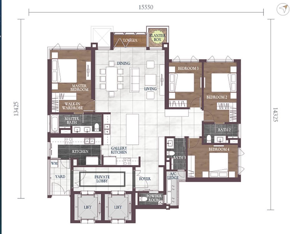 mặt bằng căn hộ 181m2 dự án feliz en vista