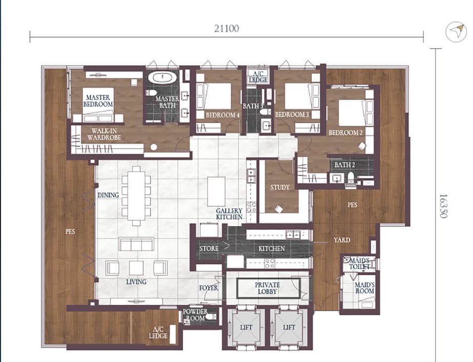 mặt bằng căn hộ 239m2 dự án feliz en vista