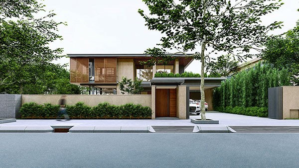 Phối cảnh mẫu biệt thự vườn 2 tầng hiện đại