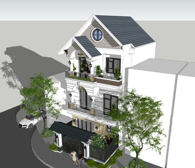 Phối cảnh mẫu nhà ống 3 tầng 7x9m 