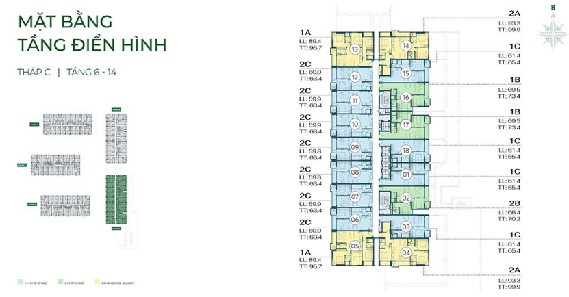 Mặt bằng tầng điển h&igrave;nh ph&acirc;n khu Eastmark 1 - Th&aacute;p C