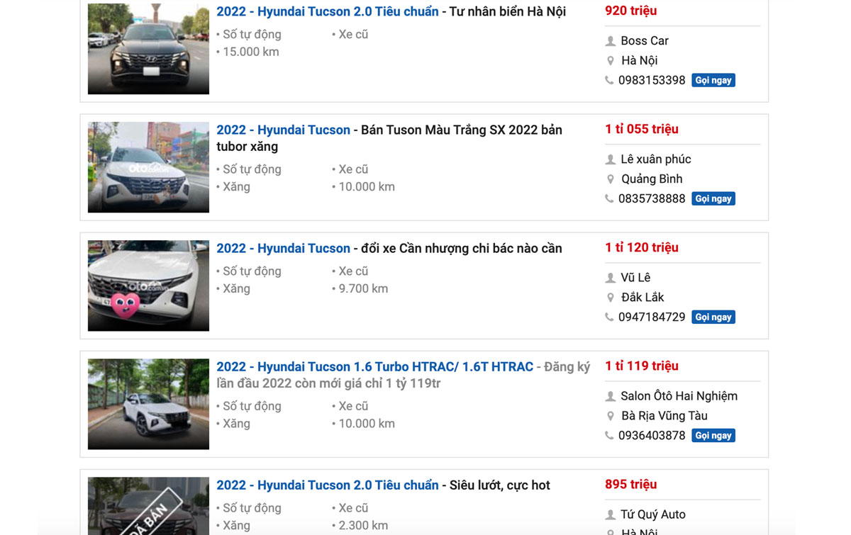 Giá xe Hyundai Tucson cũ