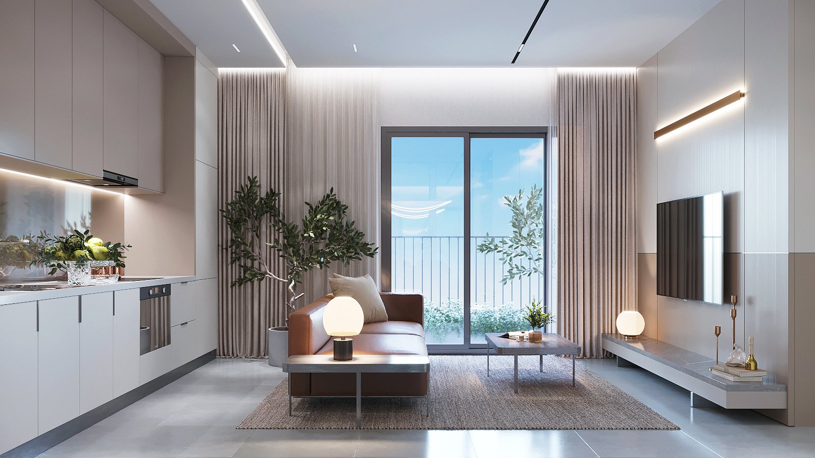 Ph&ograve;ng kh&aacute;ch view tho&aacute;ng đẹp, ngập tr&agrave;n &aacute;nh s&aacute;ng tự nhi&ecirc;n.