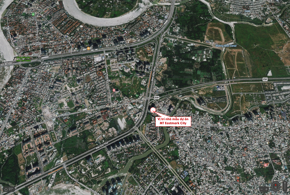 Vị tr&iacute; nh&agrave; mẫu MT Eastmark City tại số 36A đường Mai Ch&iacute; Thọ, phường An Ph&uacute;, TP. Thủ Đức, TP.HCM