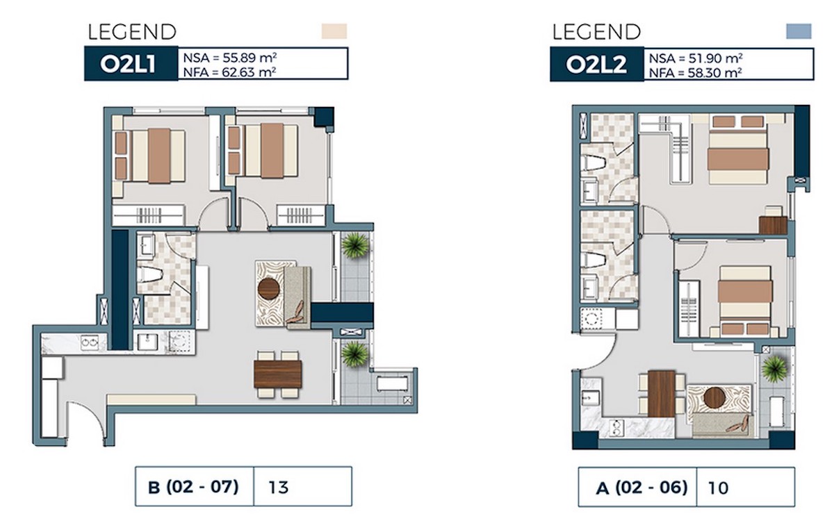 Mặt bằng căn Officetel O2-L1-L2 dự án chung cư Lancaster Legacy