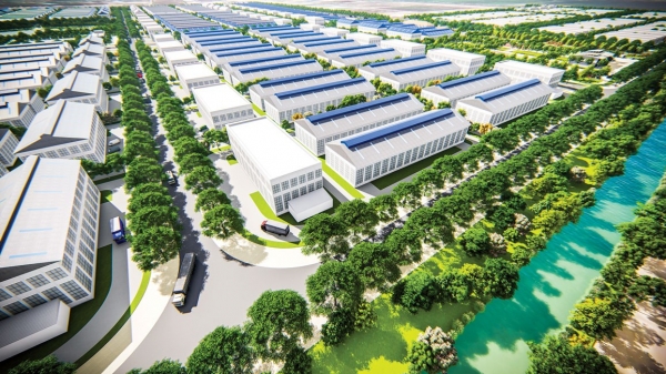phối cảnh 1 khu c&ocirc;ng nghiệp nh&igrave;n từ tr&ecirc;n cao