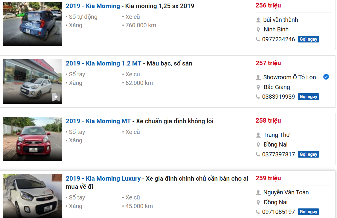  KIA Morning 2019 cũ.