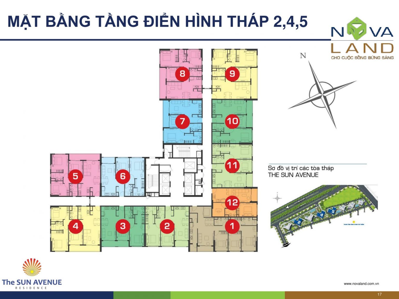 Mặt bằng the sun avenue tháp 5, tầng điển hình