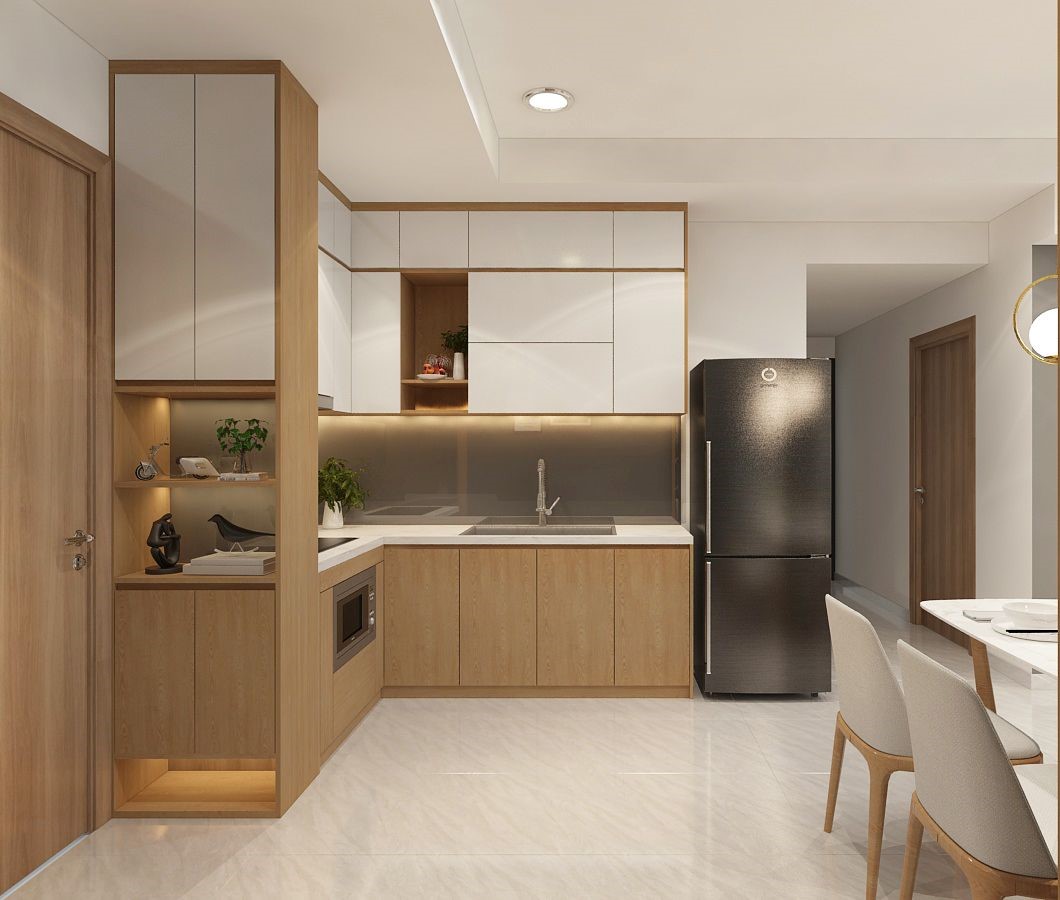 Phòng bếp hiện đại, đủ đầy tiện ích.