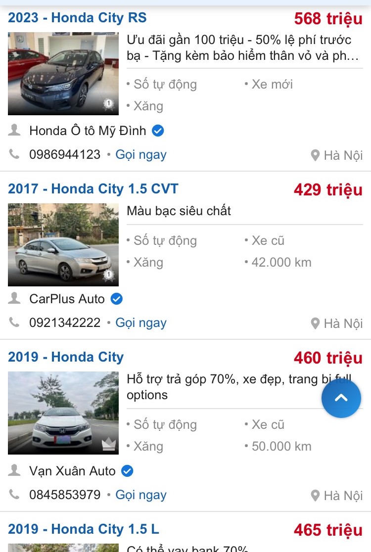  Honda City cũ đang được ch&agrave;o b&aacute;n với gi&aacute; 320 - 568 triệu đồng 1