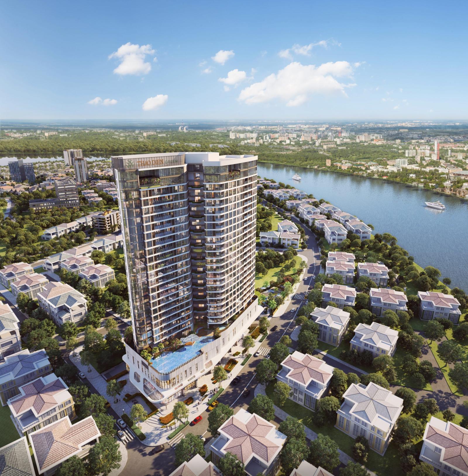 Phối cảnh tổng thể chung cư Thảo Điền Green Quận 2, TP.HCM.