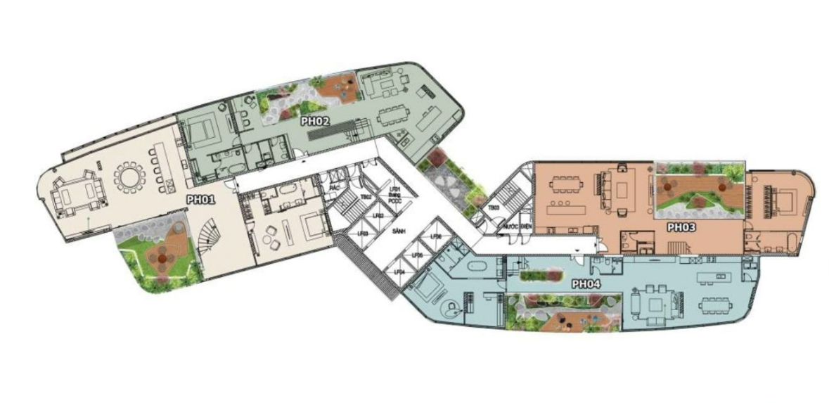 Mặt bằng Penthouse dự án Thảo Điền Green.