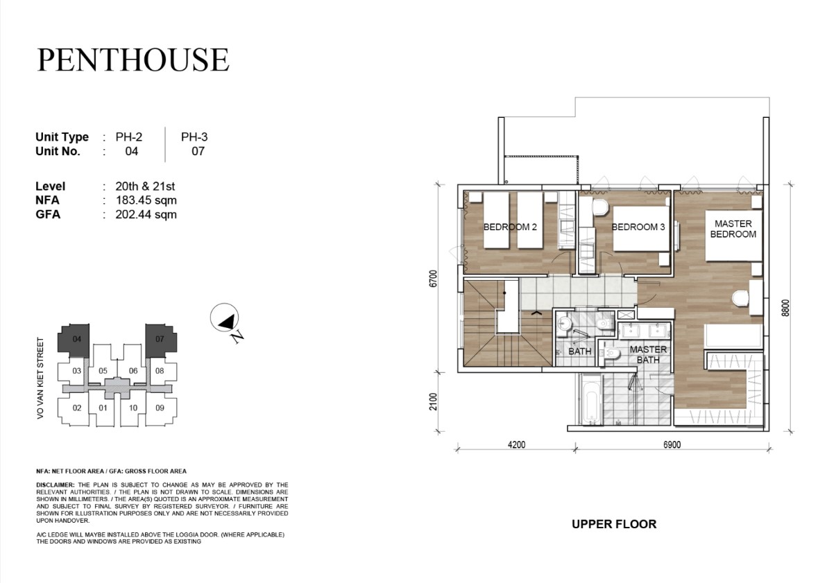 Mặt bằng Penhouse 04 - 07 tầng trên.