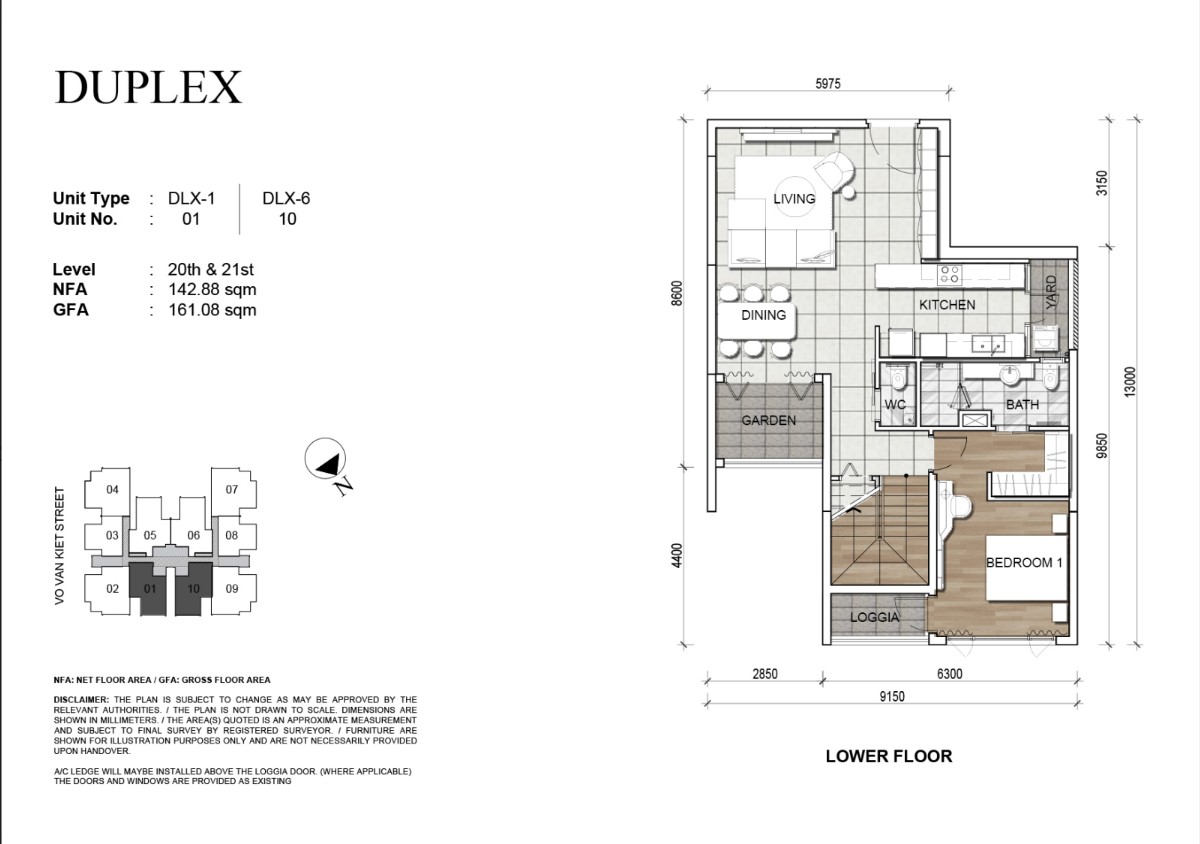 Mặt bằng Duplex 01,10 tầng dưới dự án Zenity Quận 1.