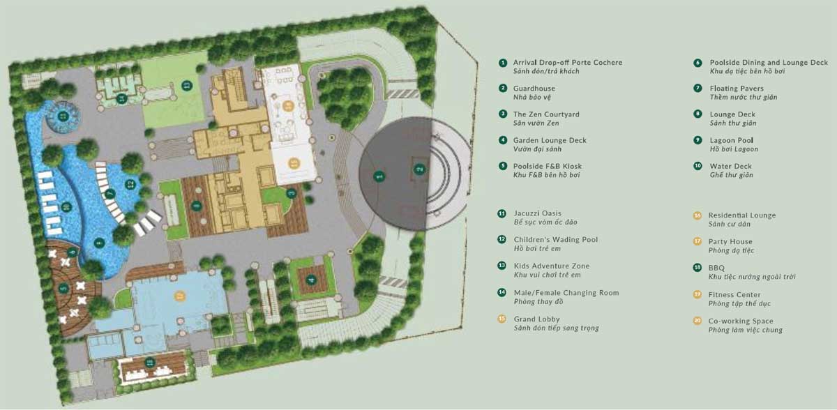 Mặt bằng tiện ích nội khu dự án Zenity Quận 1.