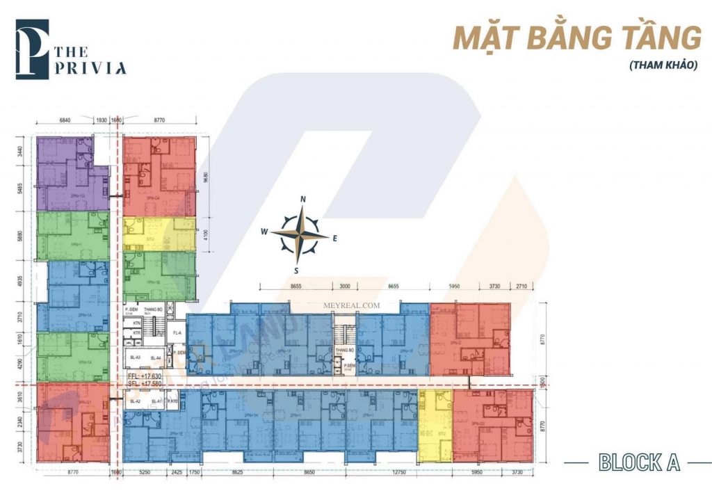 Mặt bằng The Privia Khang Điền - Block A.