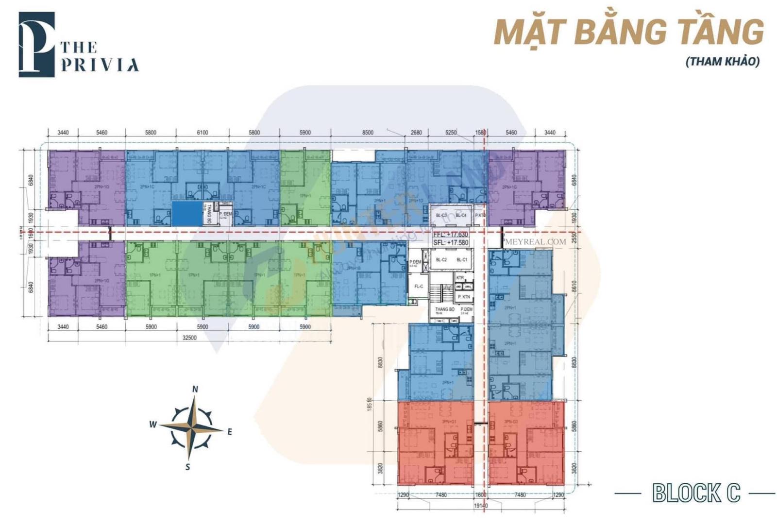Mặt bằng The Privia Khang Điền - Block C.