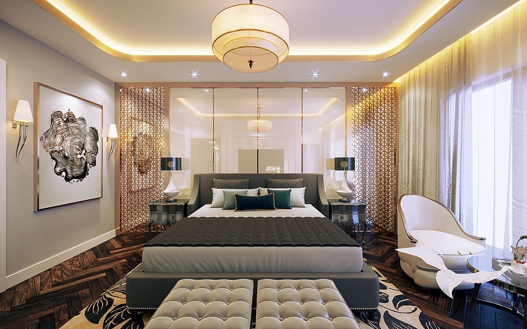 Ph&ograve;ng ngủ sang trọng, đẳng cấp trong căn biệt thự T&acirc;n cổ điển.