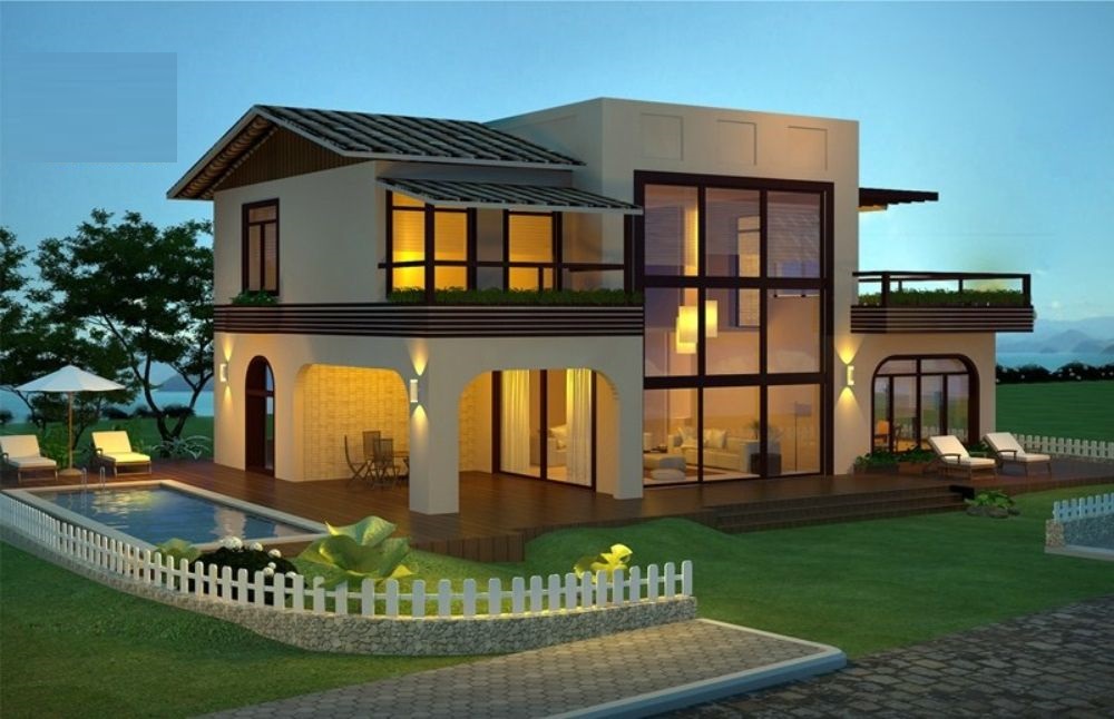 Mẫu thiết kế biệt thự mini 2 tầng theo phong c&aacute;ch t&acirc;n cổ điển.