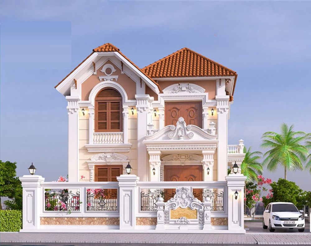 Biệt thự mini 2 tầng phong c&aacute;ch t&acirc;n cổ điển sang trọng.