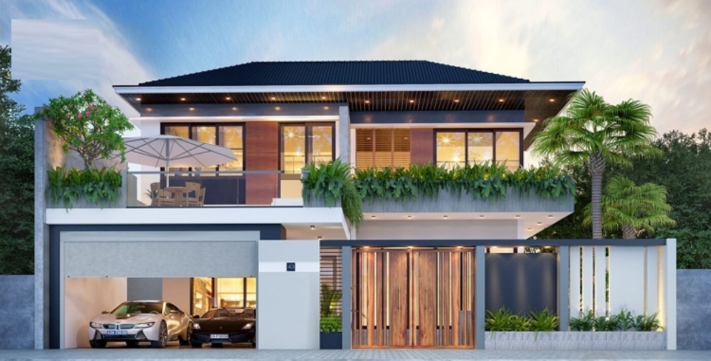 Biệt thự mini 2 tầng m&aacute;i Nhật hiện đại.