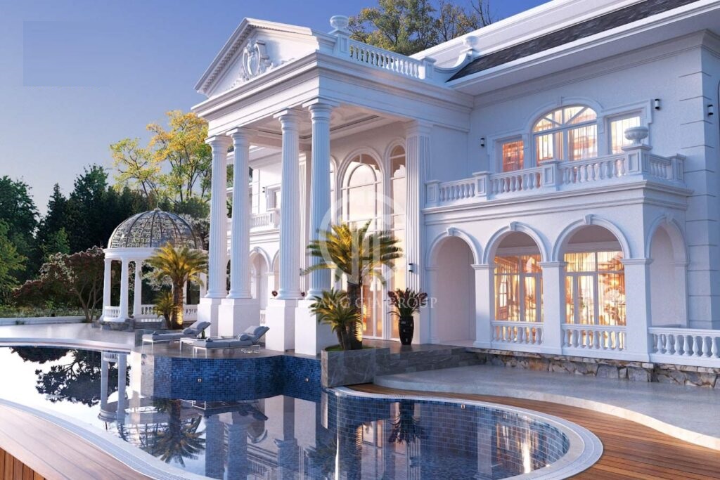 Biệt thự mini 2 tầng đẹp mắt theo phong c&aacute;ch t&acirc;n cổ điển.