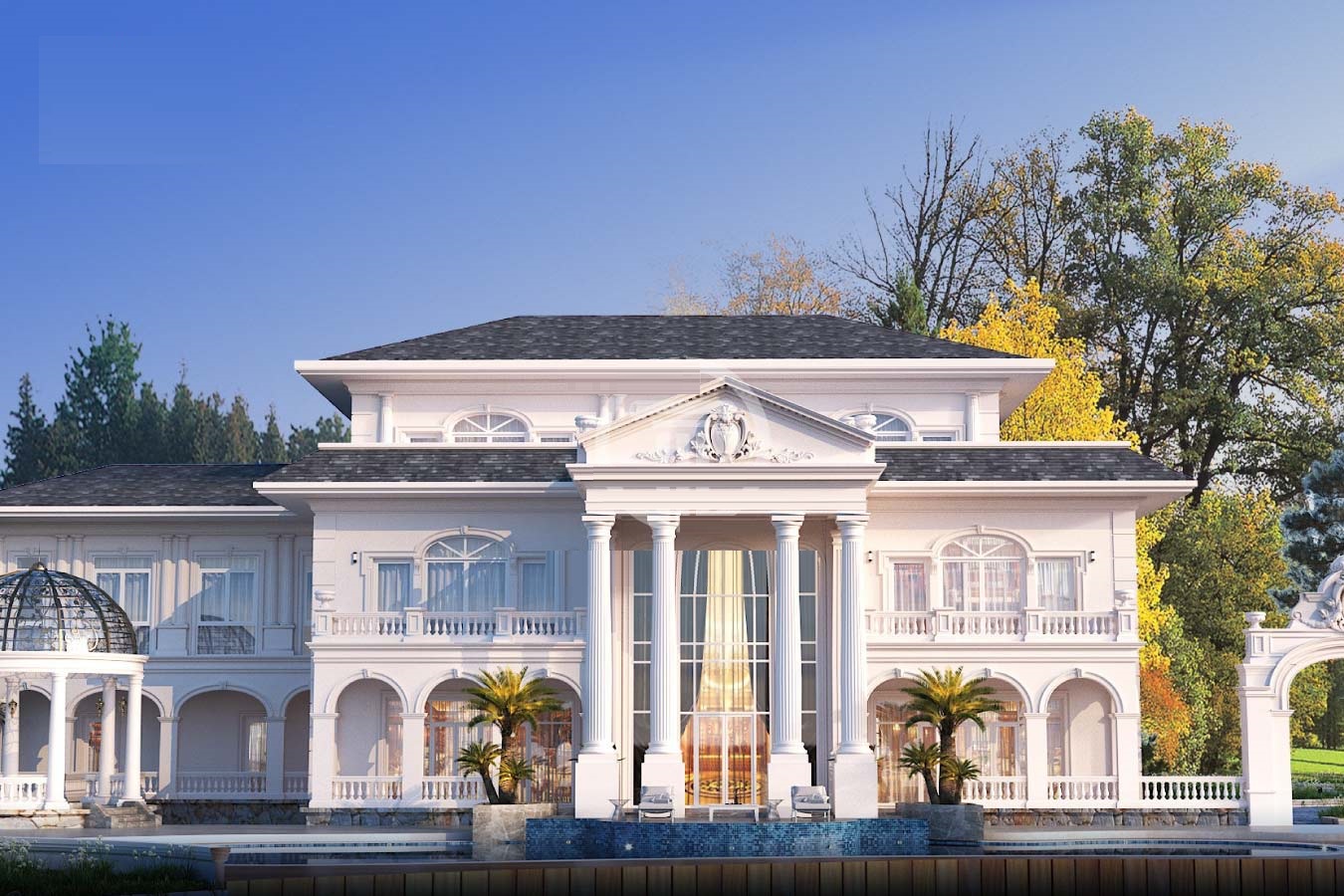 Biệt thự mini 2 tầng kiểu Mỹ phong c&aacute;ch t&acirc;n cổ điển.