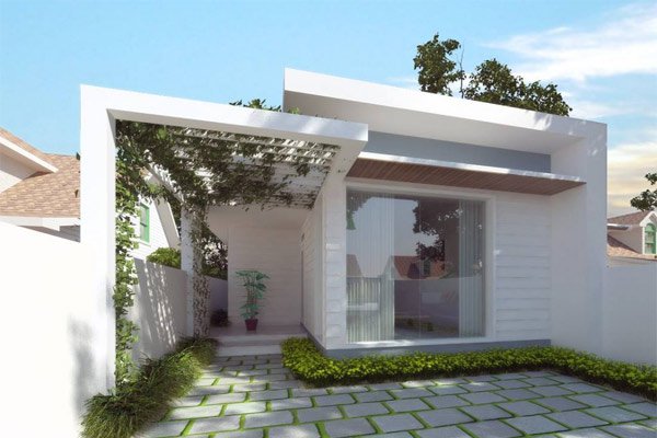 Mẫu thiết kế nhà cấp 4 mái lệch độc đáo.