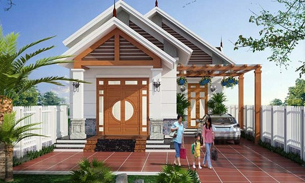 Mẫu nhà cấp 4 chữ L được xây dựng trên diện tích đất khoảng 100m2, thiết kế 3 phòng ngủ rộng thoáng, nhiều ánh sáng tự nhiên.