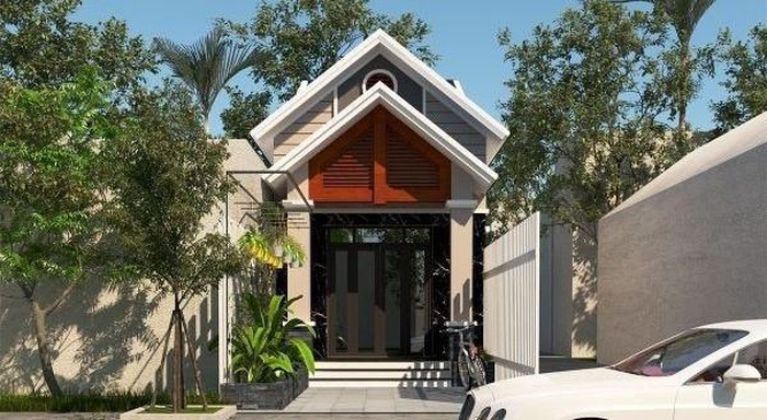 Mẫu nhà cấp 4 có gác lửng xây trên đất nhỏ hẹp. Nhờ có gác lửng, ngôi nhà vẫn có đủ mọi không gian chức năng thiết yếu.
