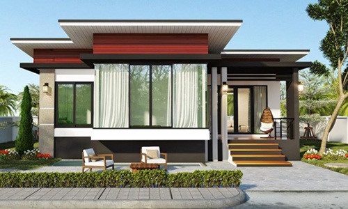 Mẫu nhà cấp 4 mái bằng được thiết kế theo phong cách kiến trúc hiện đại. 